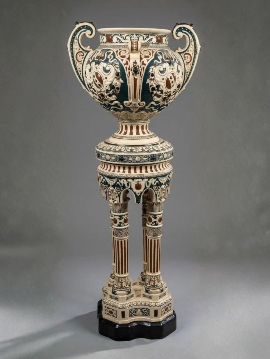 All-ceramic Set, Basin And Pedestal, Orientalist Style