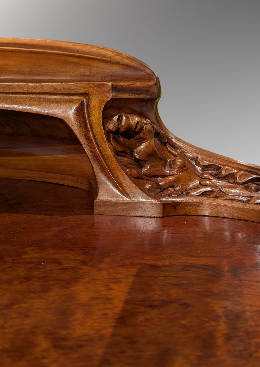 Hector Michaut, Rare Seaweed-patterned Desk And Its Armchair, Art Nouveau Furniture-photo-4