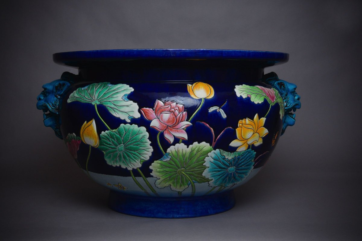 Majolica - Eugène Collinot,  Pot Signed. Circa 1875 Japonizing - Art Nouveau.