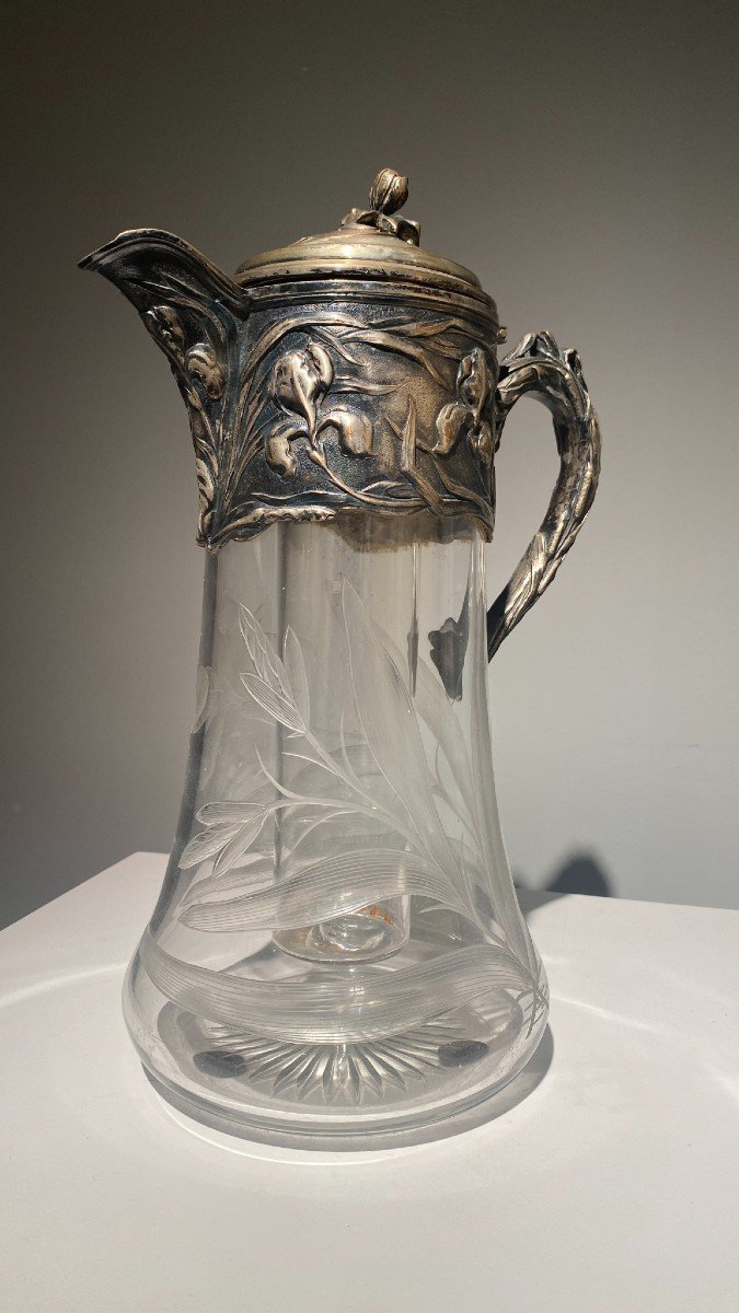 Victor Saglier Frères, Silver Mounted Jug - Art Nouveau, Early 20th Century-photo-2