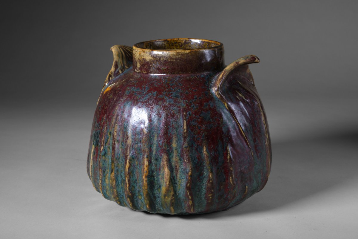Pierre-adrien Dalpayrat - Vase céramique Aux Anses Végétales, Signé. Circa 1900 - Art Nouveau