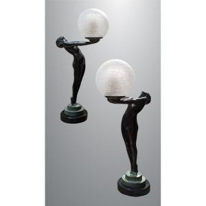 Paire De Lampes Clarte | Lueur Lumineuse, Max Le Verrier, Art Deco