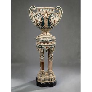 All-ceramic Set, Basin And Pedestal, Orientalist Style