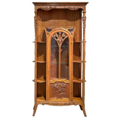 Louis Majorelle, Display Cabinet In Walnut And Rosewood. Bibliographed, Ca 1900 / 5- Art Nouveau
