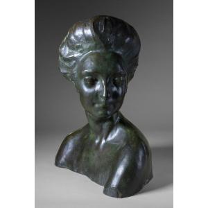 Rembrandt Bugatti, Bronze Bust Of Mrs. Ferrero - Unique Work - Art Nouveau