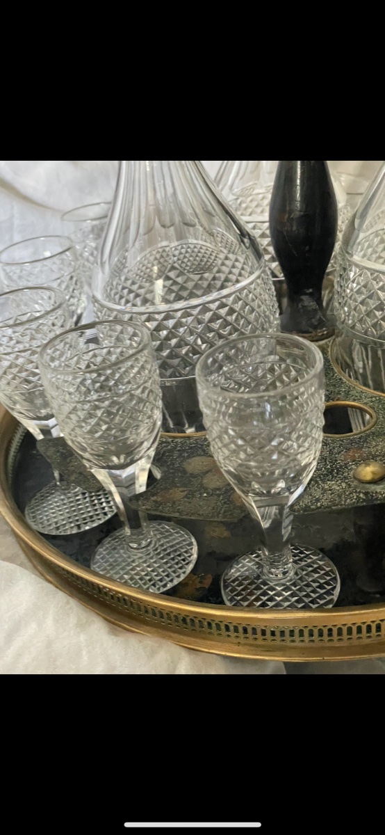 Antique Cut-crystal Liqueur Set On A Rotating Display Stand – Napoleon III Period-photo-3