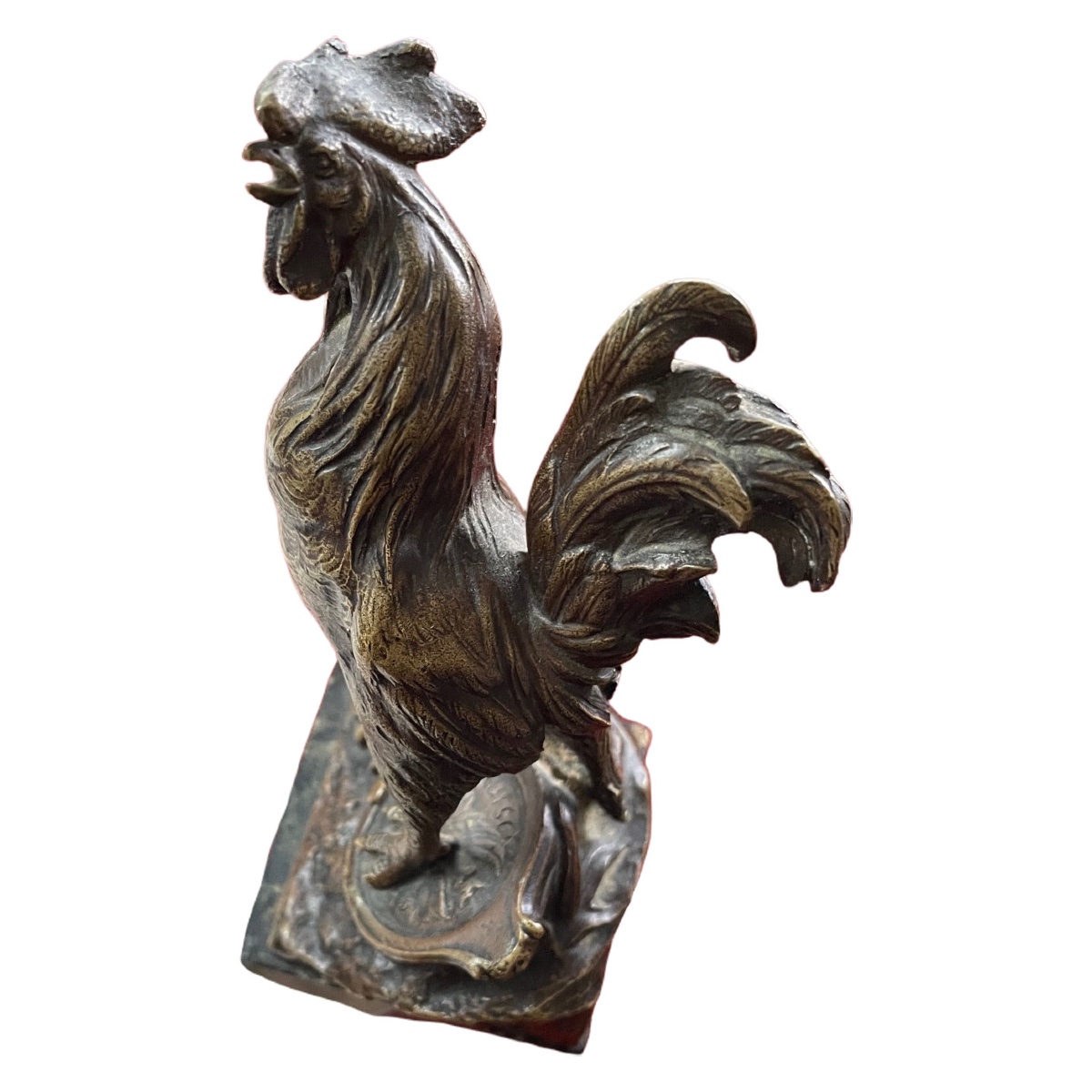 Coq en bronze signé Ch. Paillet sur socle en marbre 