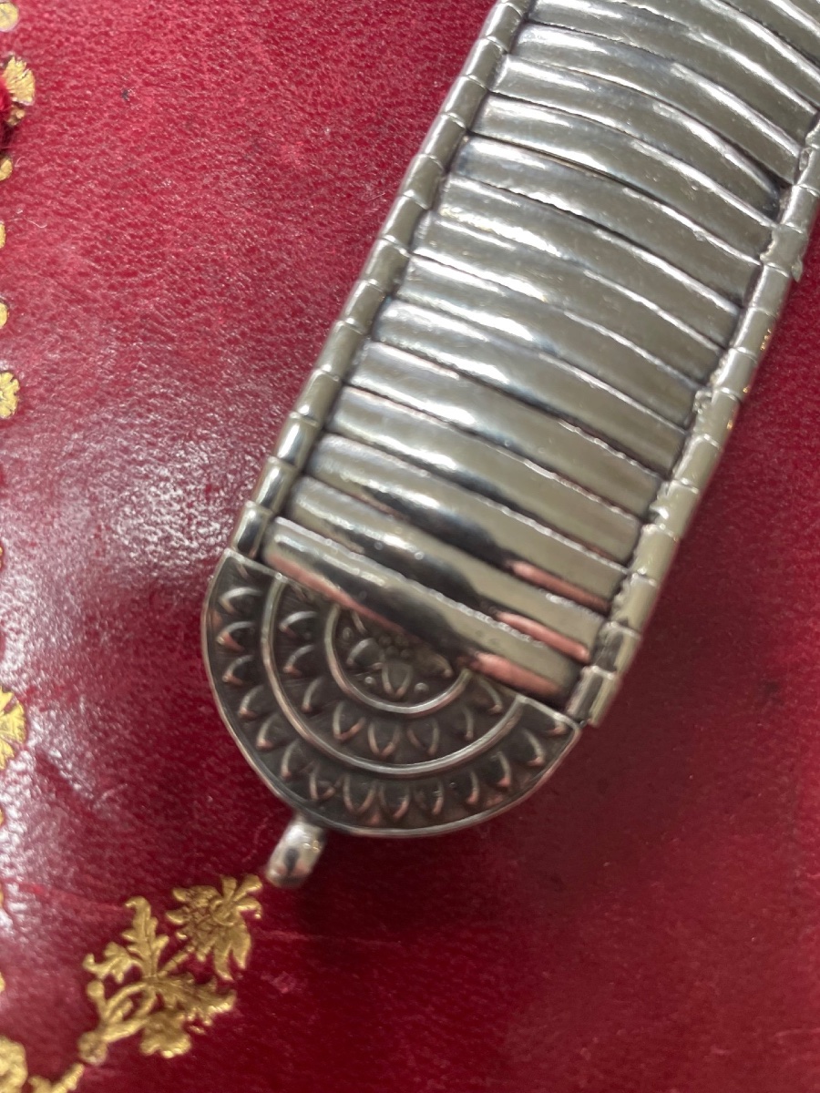 Ancien bracelet extensible en argent massif d’inspiration orientale-photo-2