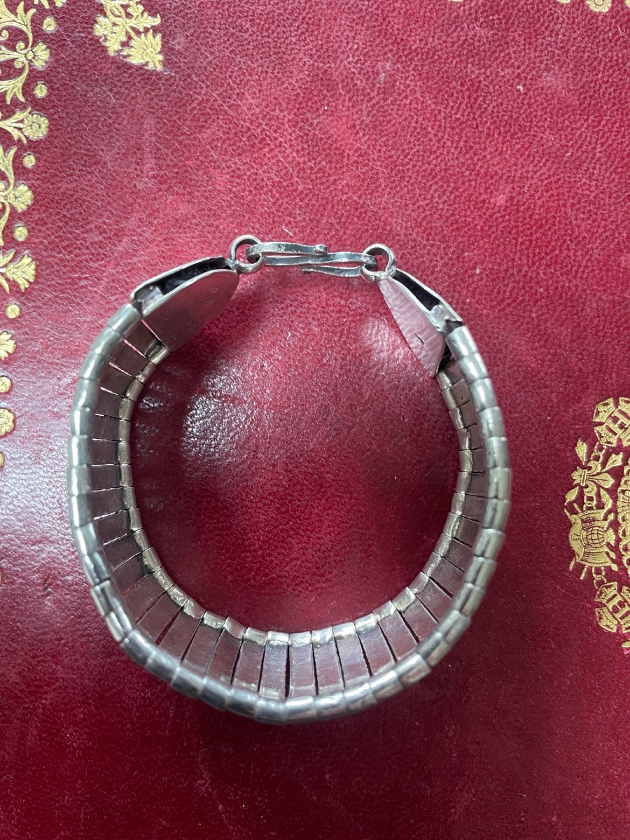 Ancien bracelet extensible en argent massif d’inspiration orientale-photo-1