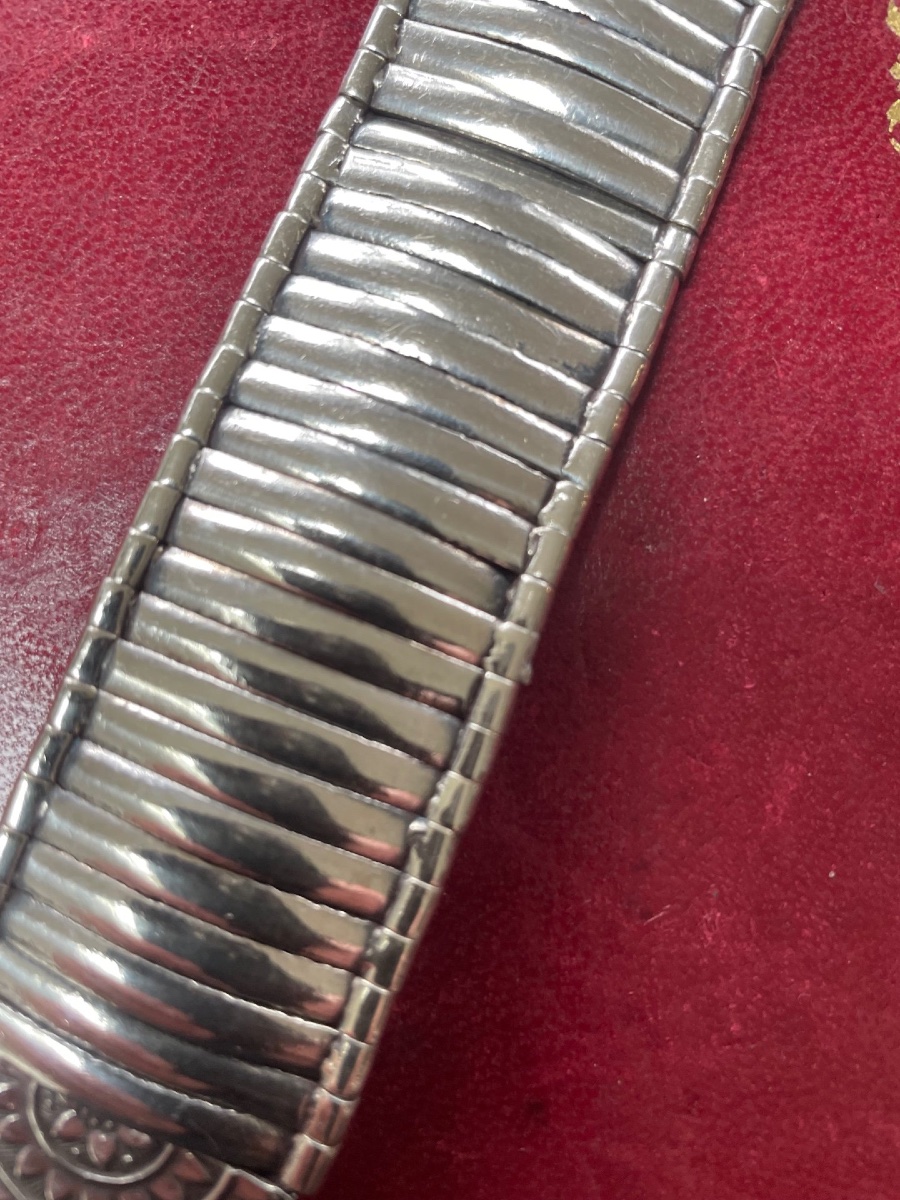 Ancien bracelet extensible en argent massif d’inspiration orientale-photo-3