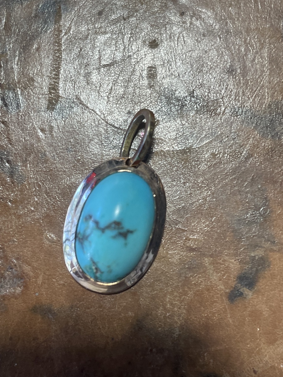 Antique 18-karat Gold Pendant Set With A Natural Turquoise-photo-4