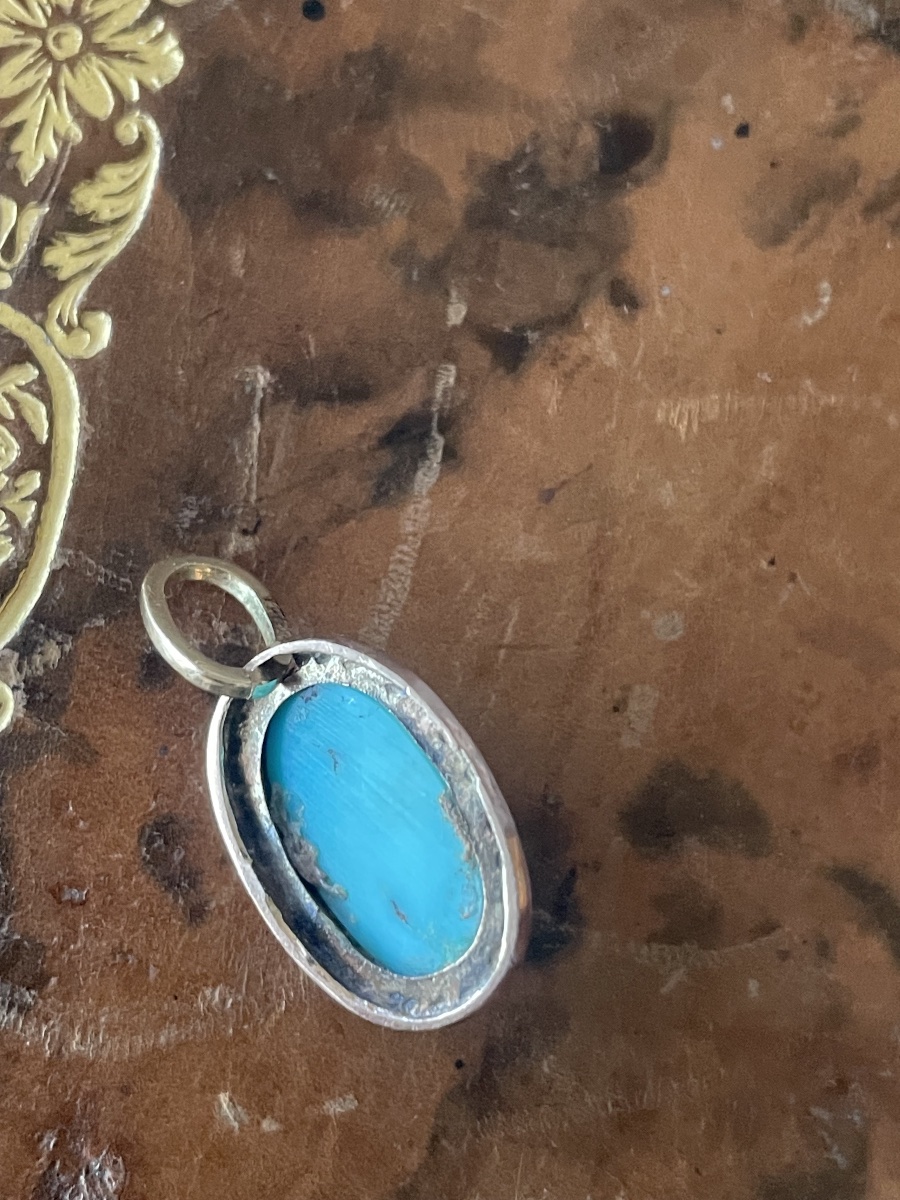 Antique 18-karat Gold Pendant Set With A Natural Turquoise-photo-1