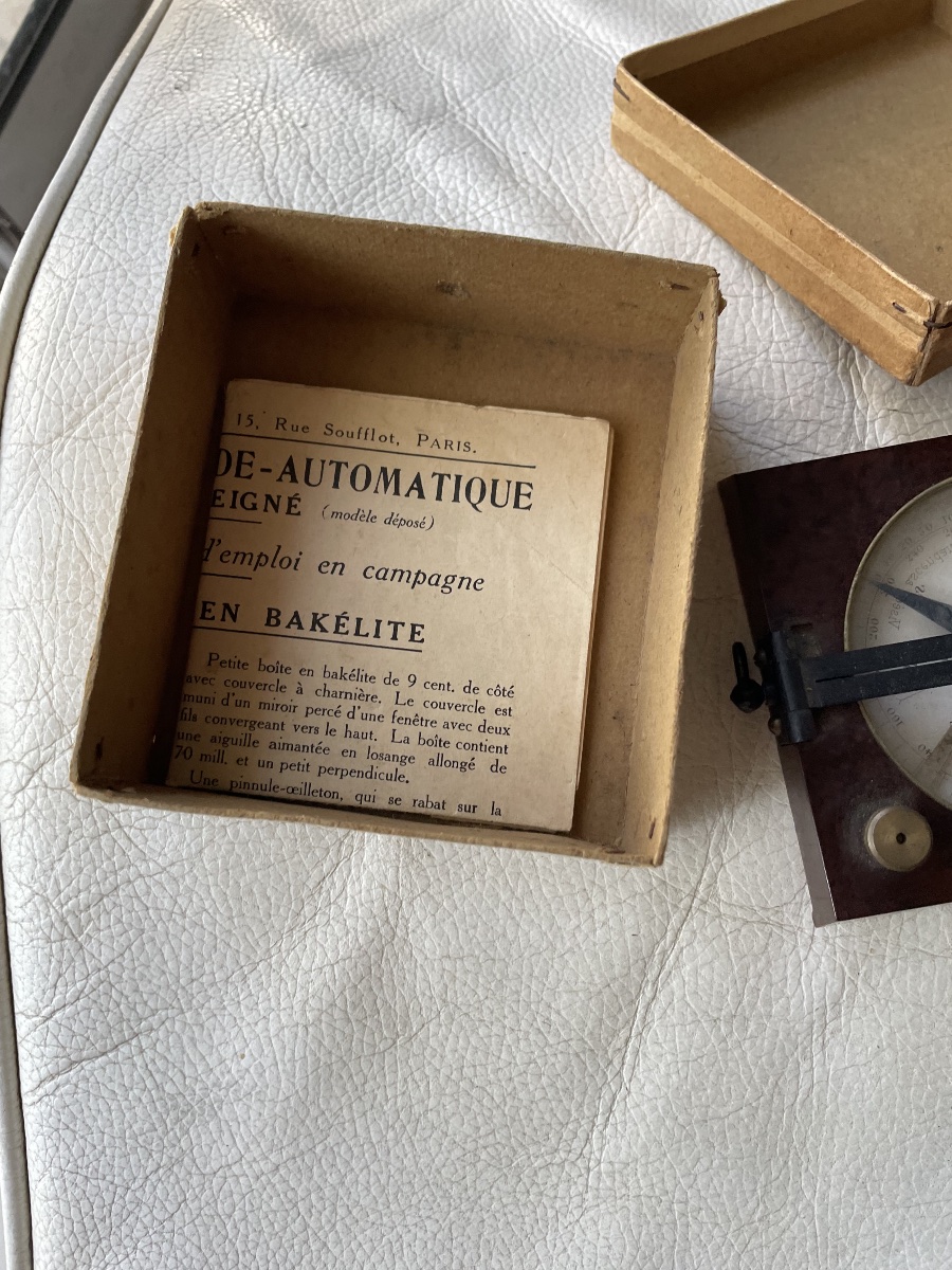 Boussole-Alidade-Automatique du Général Peigné - Modèle en Bakélite avec Notice et Boîte d'Orig-photo-3