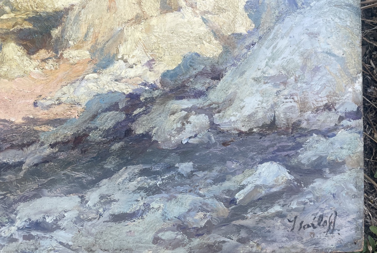 Alexandre Isäiloff – Paysage côtier méditerranéen – Huile sur panneau-photo-4