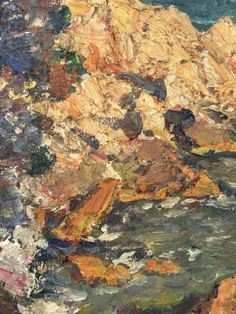 Tableau Huile sur Carton – Vue de Sanary (1920) Signé Édouard DUCLOS-photo-5