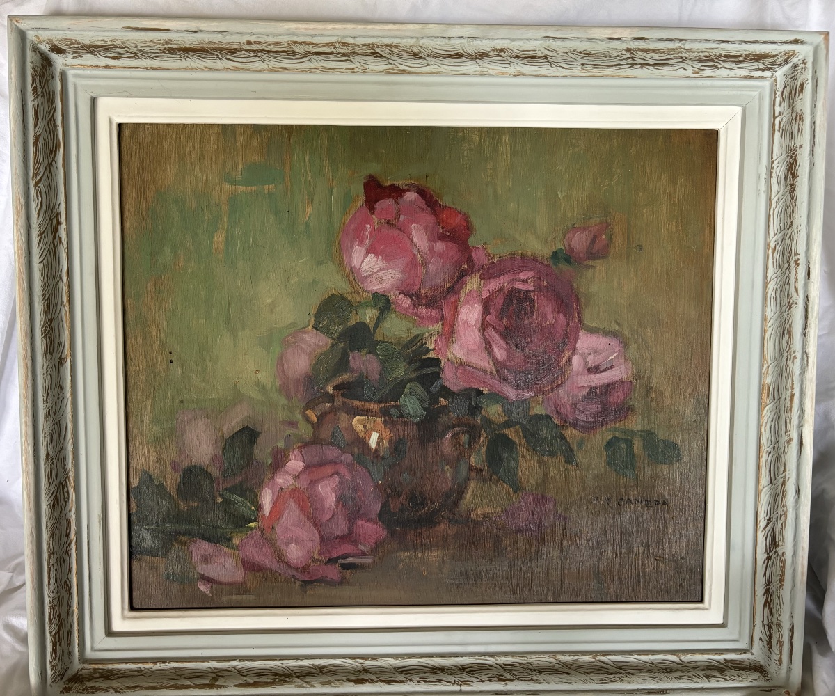 Tableau Huile sur Panneau – Nature Morte aux Pivoines / Roses Signé Jean-Frédéric CANEPA 