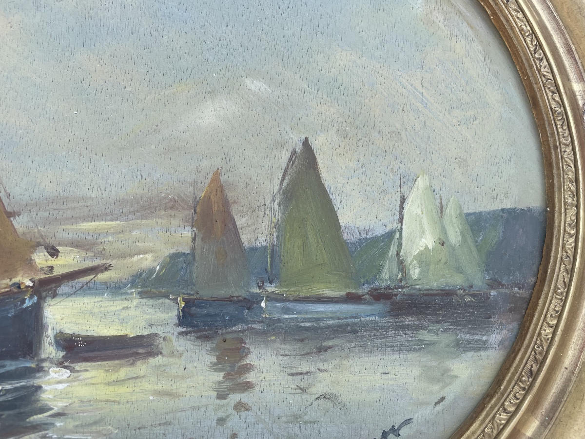 Lively Seascape With Sailing Boats – Signed Oil On Panel -photo-1