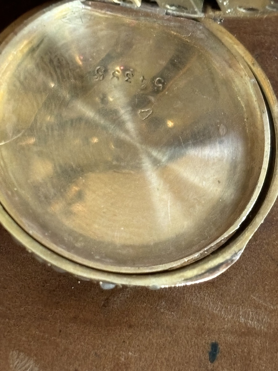 Lecoultre 18k Gold Pocket Watch With Pearl And Rose Petal Accents-photo-6
