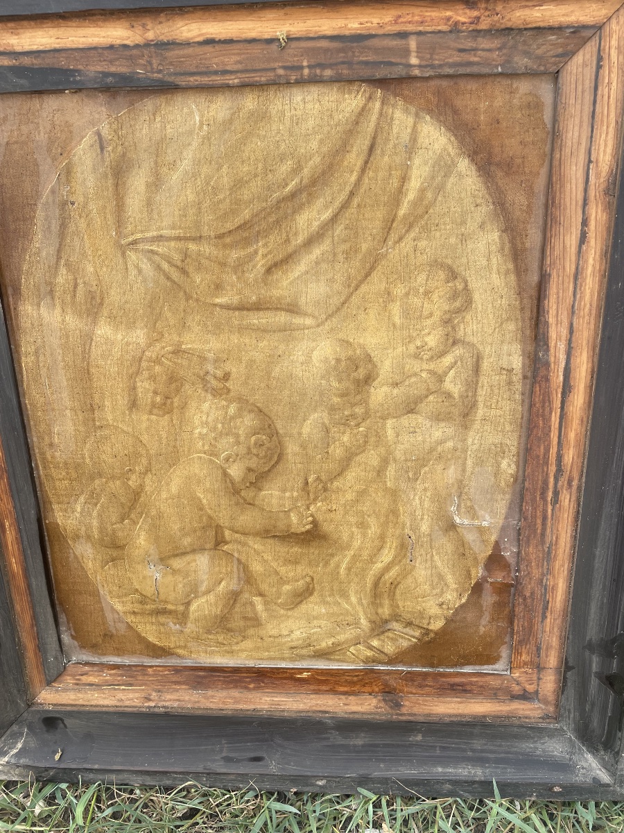 Antique Grisaille With Putti Motifs-photo-3