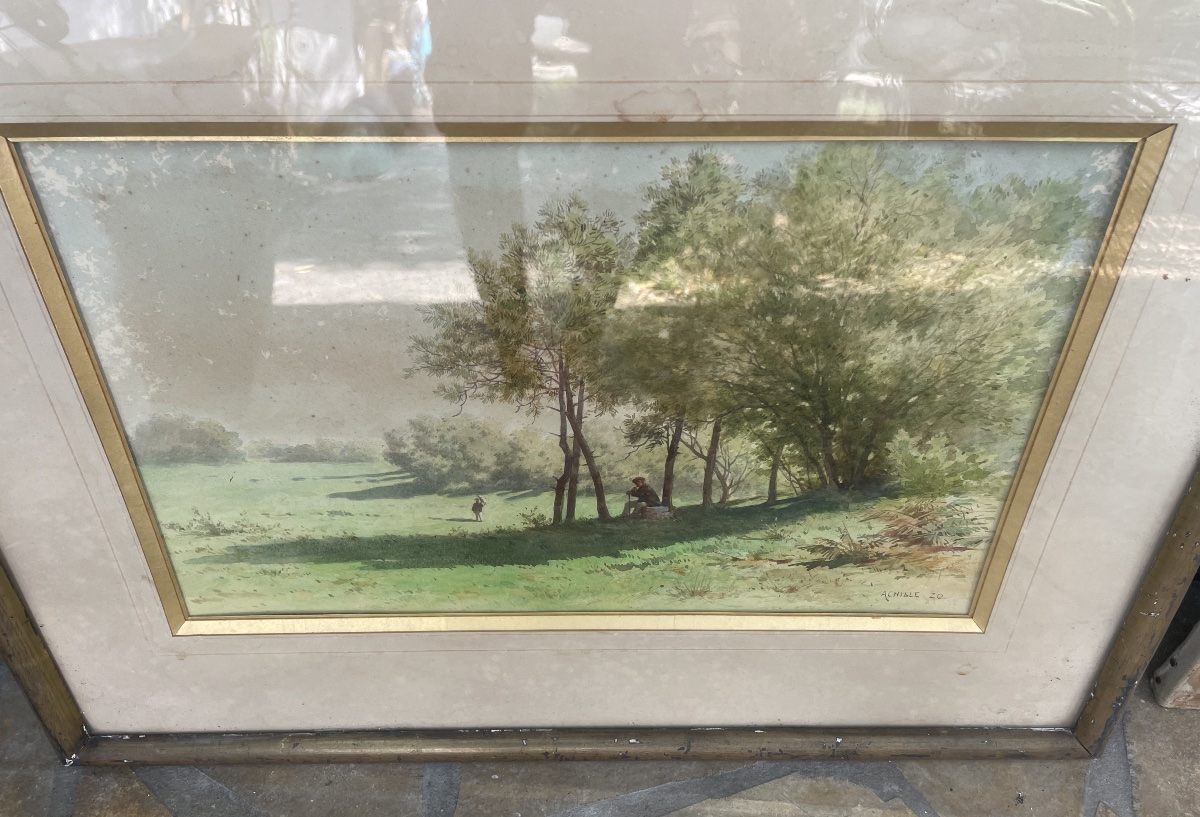 Rural Landscape – Watercolor Signed By Achille Zo-photo-2