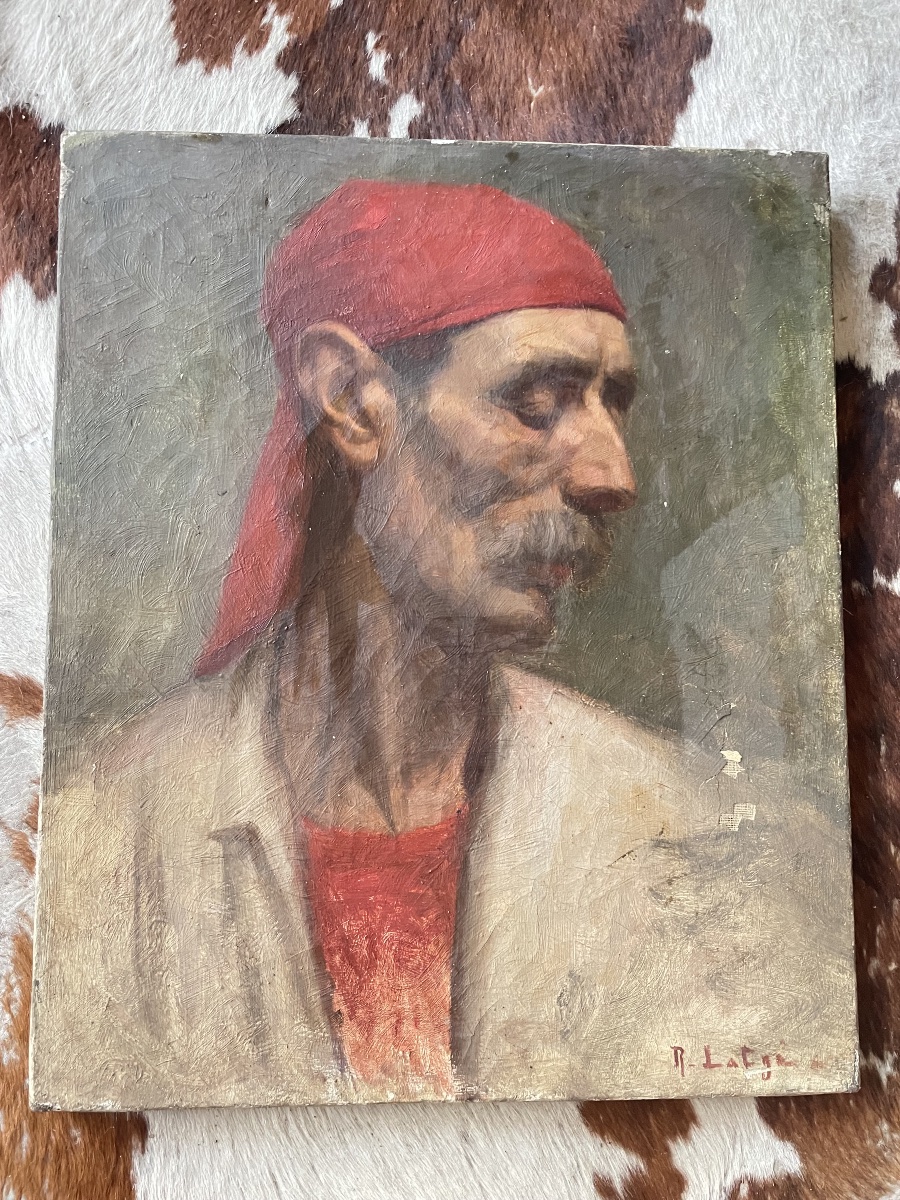 Portrait Of A Man Wearing A Red Fez – Oil On Panel
