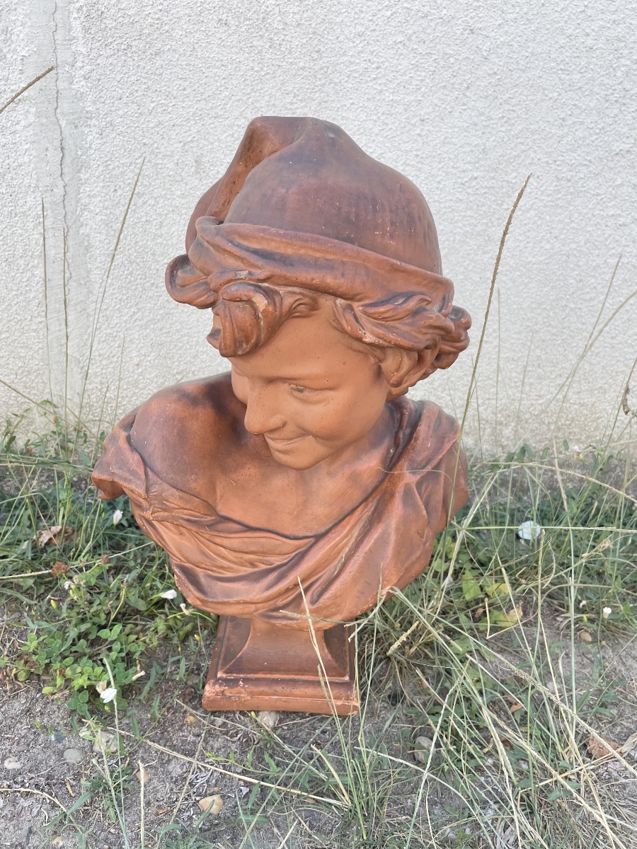 Jean-baptiste D’après Carpeaux – “the Laughing Neapolitan” – Terracotta Bust -photo-3
