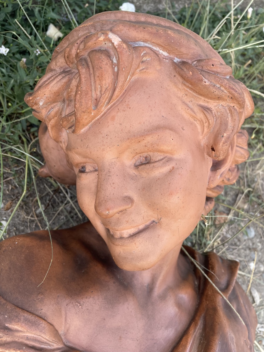 Jean-baptiste D’après Carpeaux – “the Laughing Neapolitan” – Terracotta Bust -photo-2