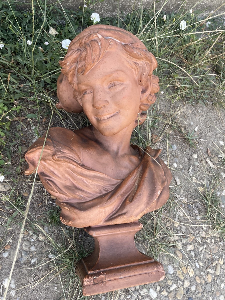 Jean-baptiste D’après Carpeaux – “the Laughing Neapolitan” – Terracotta Bust -photo-8