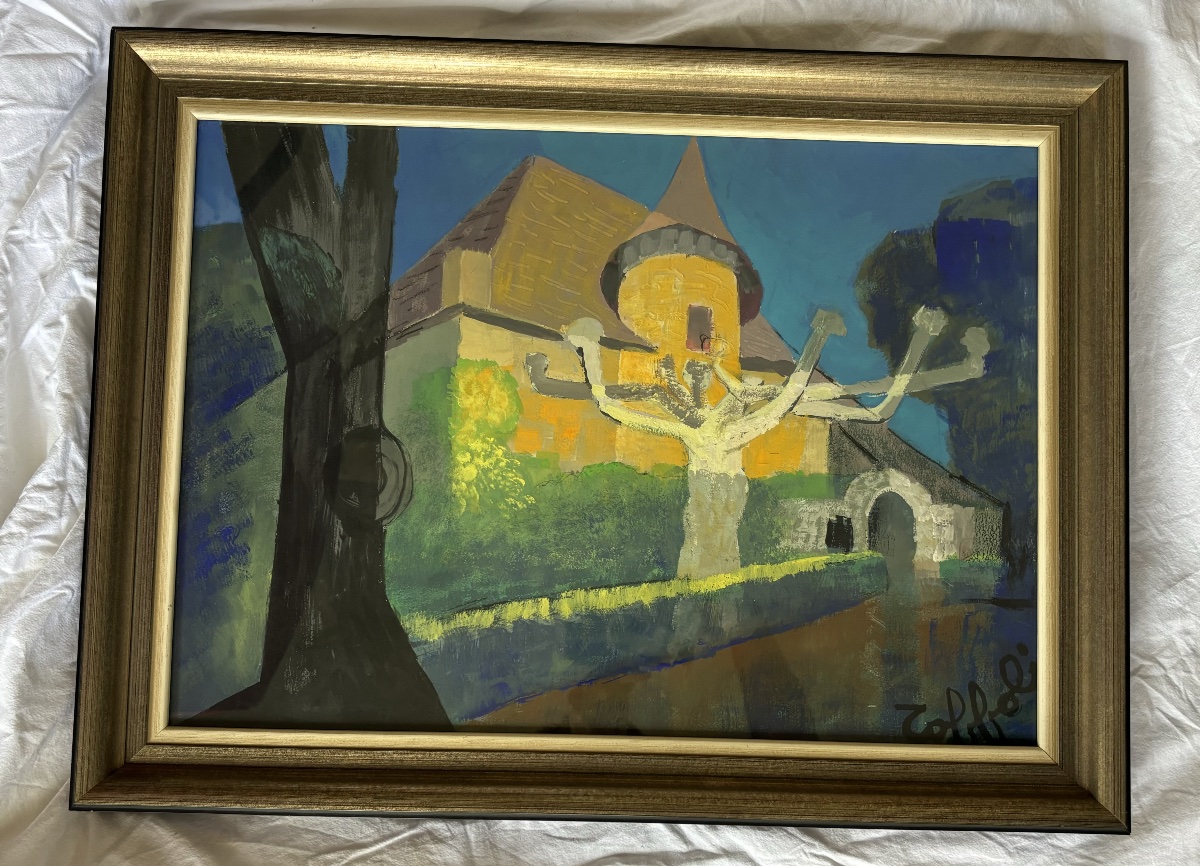 Louis Toffoli – Gouache originale – Paysage architectural-photo-2
