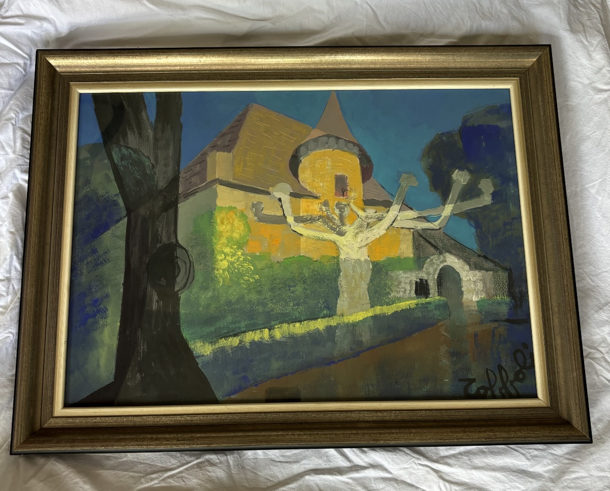 Louis Toffoli – Gouache originale – Paysage architectural