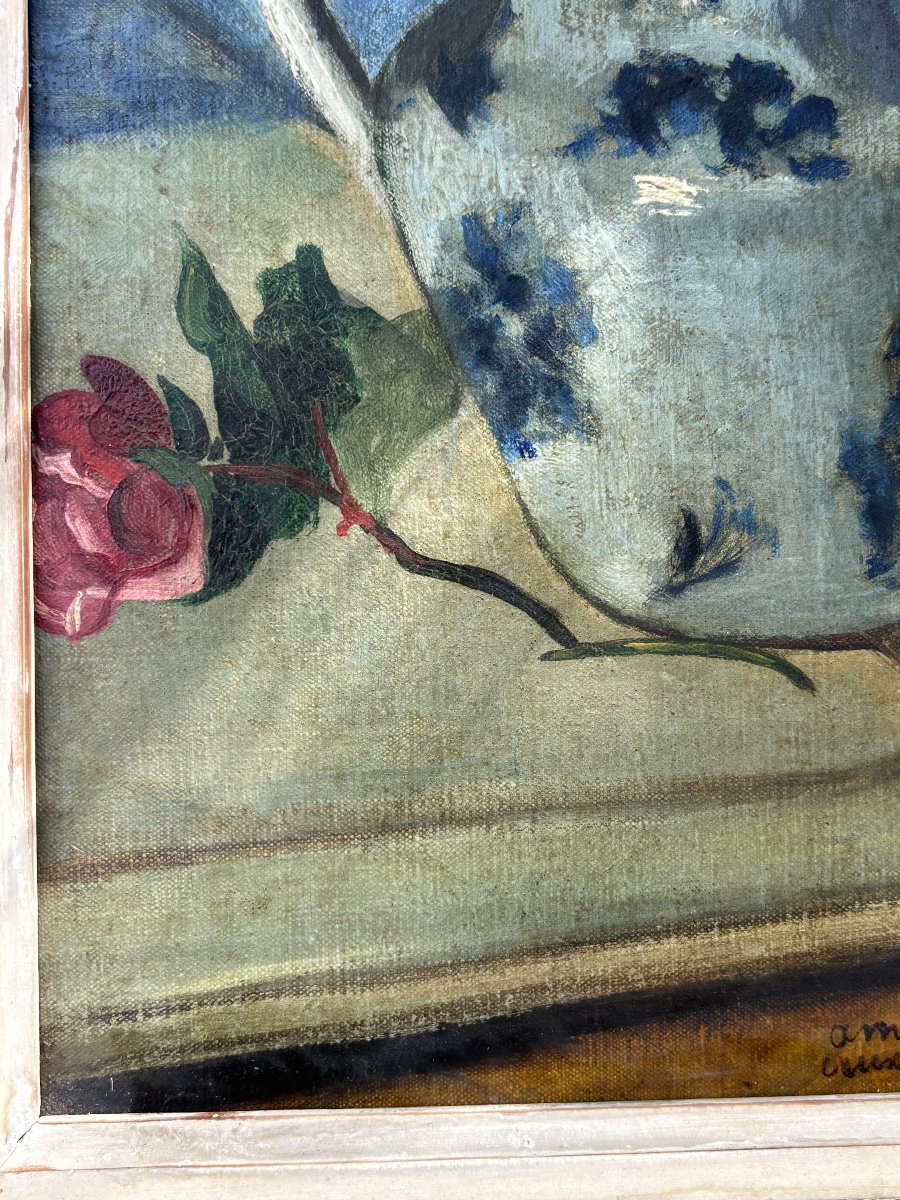 André Utter – Still Life With Peonies – Oil On Canvas-photo-1