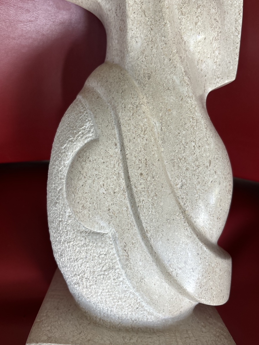 Marcel Cossin – « Quiétude » – Sculpture en Moca-Crème du Portugal-photo-2