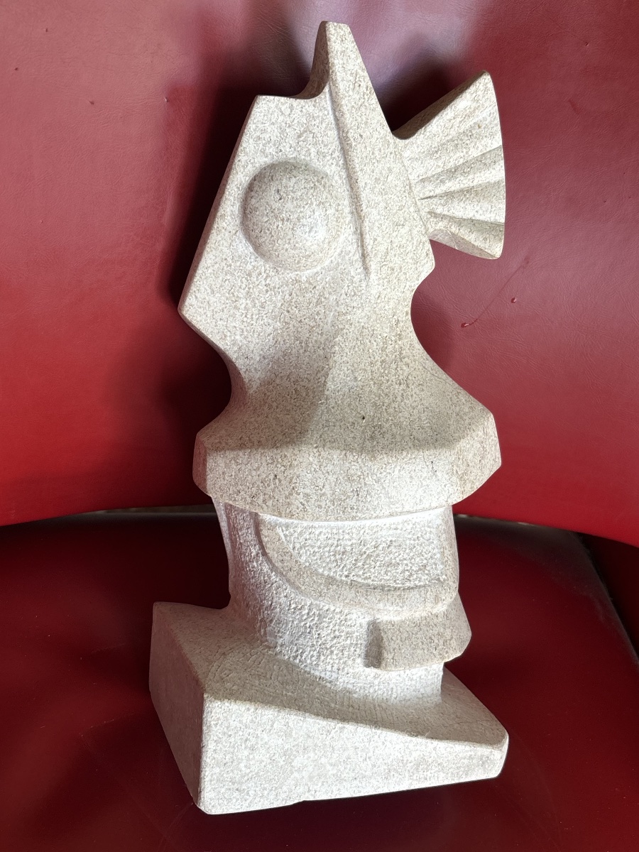 Marcel Cossin – Modernist Sculpture In Moca-crème From Portugal-photo-2