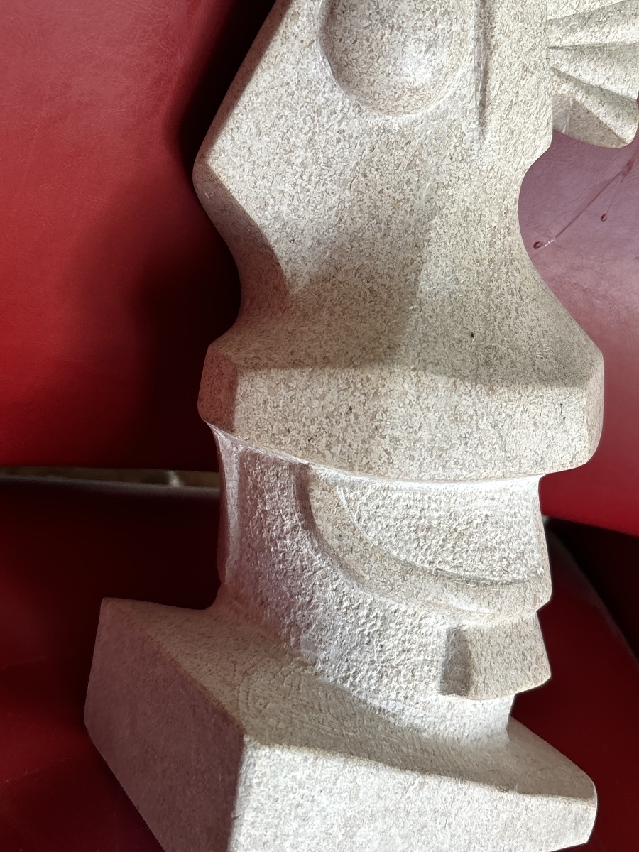 Marcel Cossin – Modernist Sculpture In Moca-crème From Portugal-photo-3