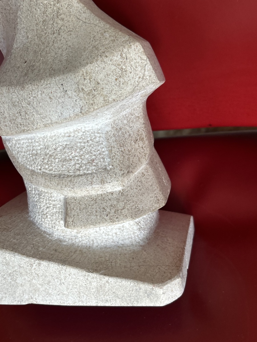 Marcel Cossin – Modernist Sculpture In Moca-crème From Portugal-photo-4