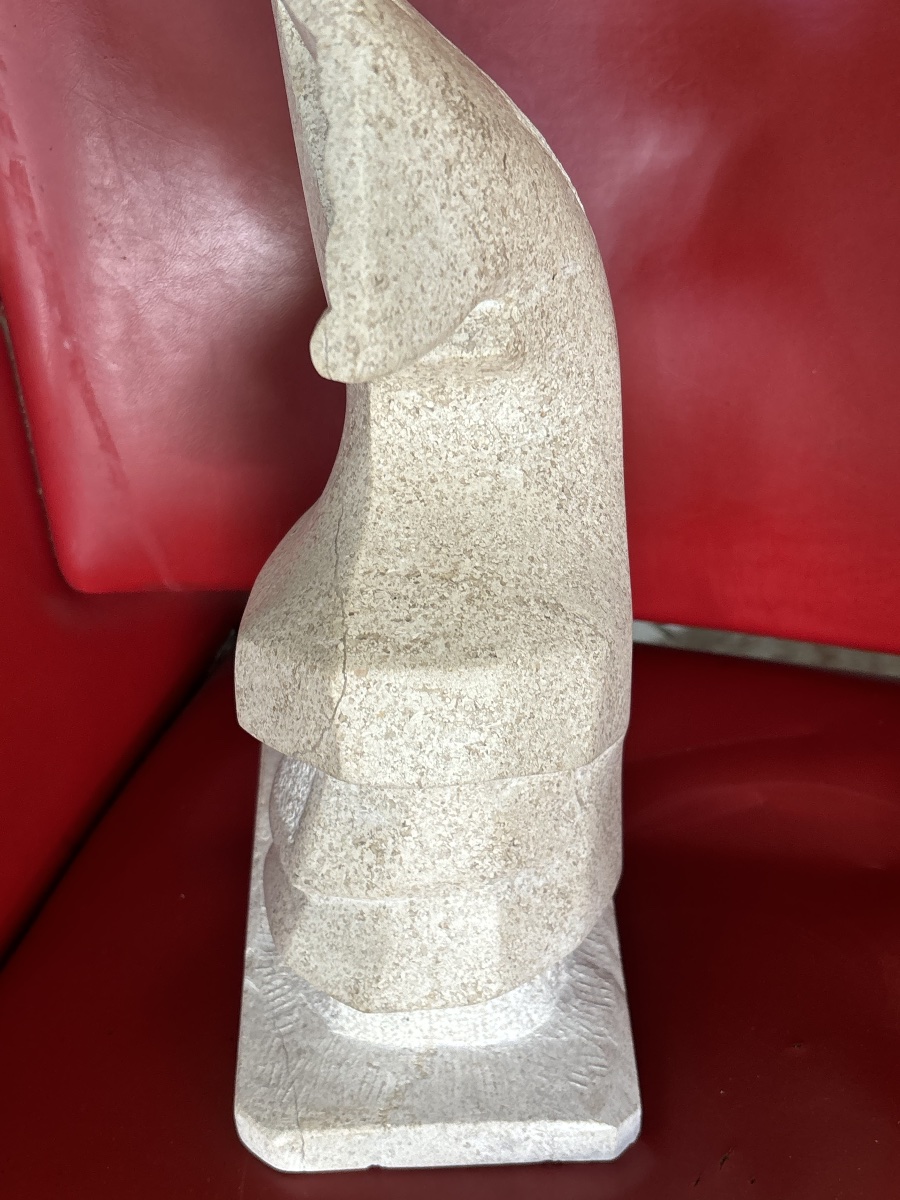Marcel Cossin – Modernist Sculpture In Moca-crème From Portugal-photo-2