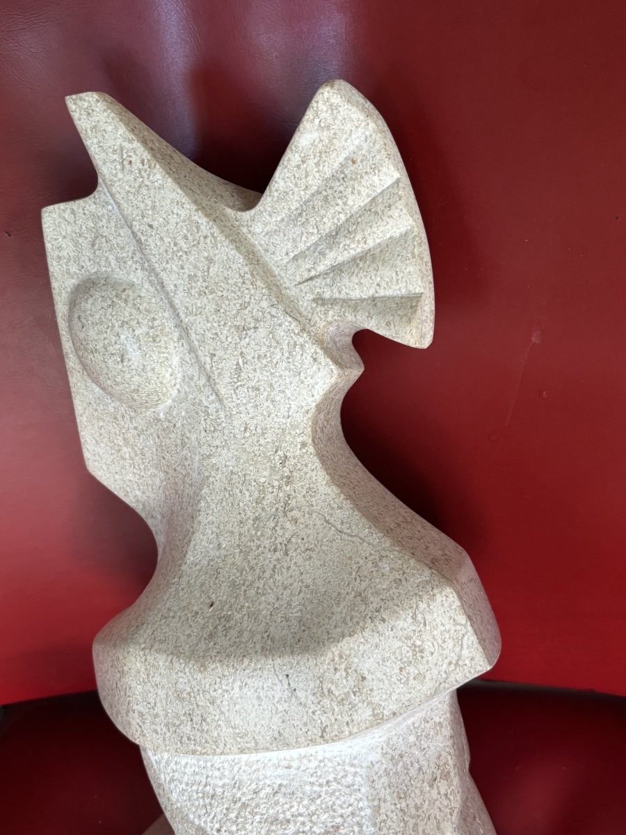 Marcel Cossin – Modernist Sculpture In Moca-crème From Portugal-photo-3
