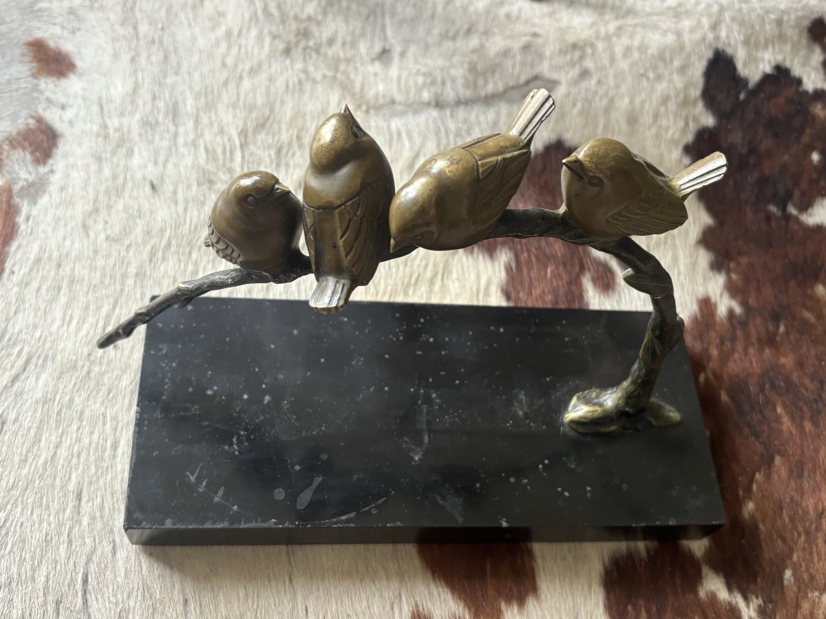 Bronze animalier – Irénée Rochard – Groupe de quatre oiseaux-photo-2