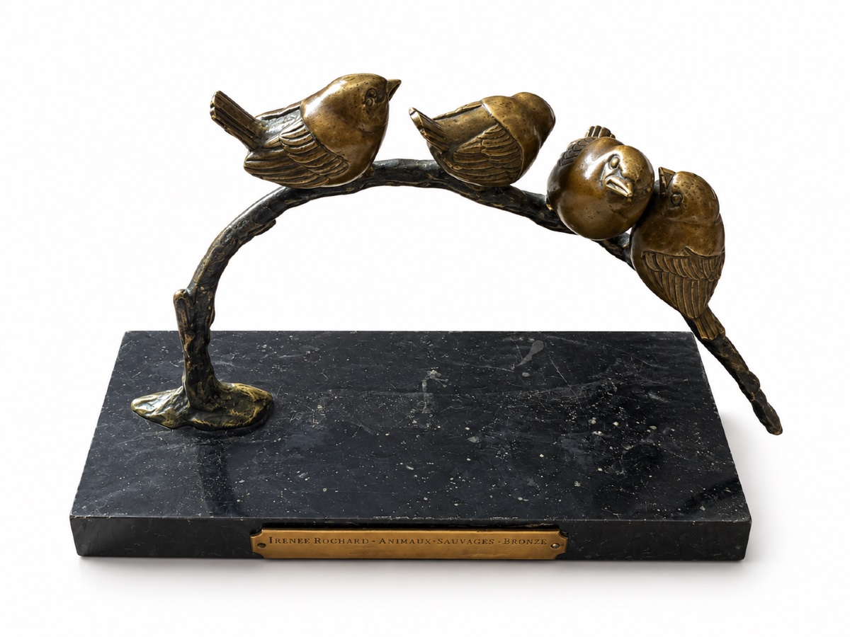 Bronze animalier – Irénée Rochard – Groupe de quatre oiseaux