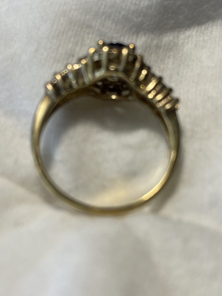 18k Gold Ring – Oval Blue Sapphire – 24 Diamonds -photo-2