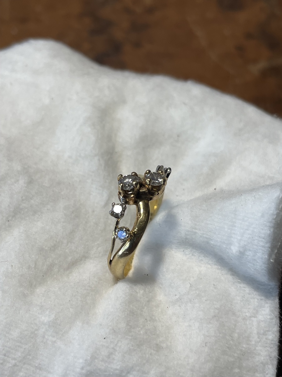 Bague en or 18 carats sertie de 6 diamants taille ancienne-photo-3