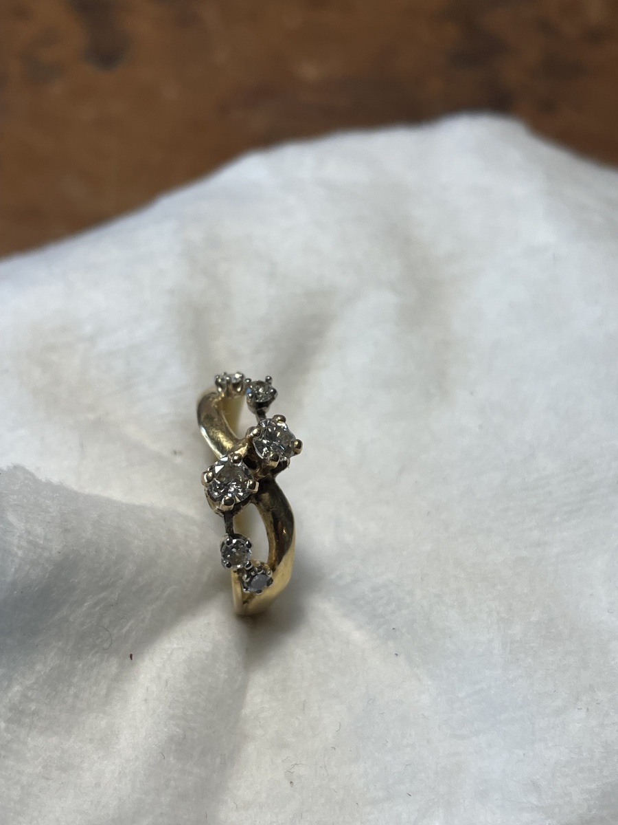Bague en or 18 carats sertie de 6 diamants taille ancienne-photo-4