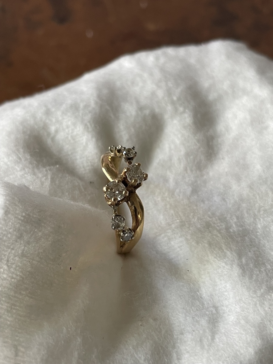 Bague en or 18 carats sertie de 6 diamants taille ancienne-photo-5