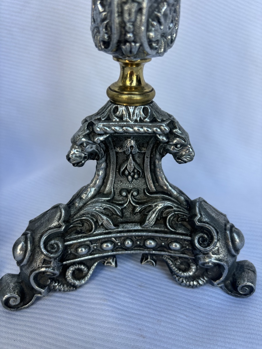 Pair Of Chimera-head Candlesticks -photo-1