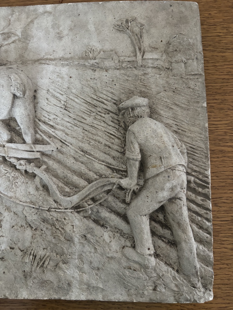 Plaque – Scene Of Plowing With Horses-photo-2