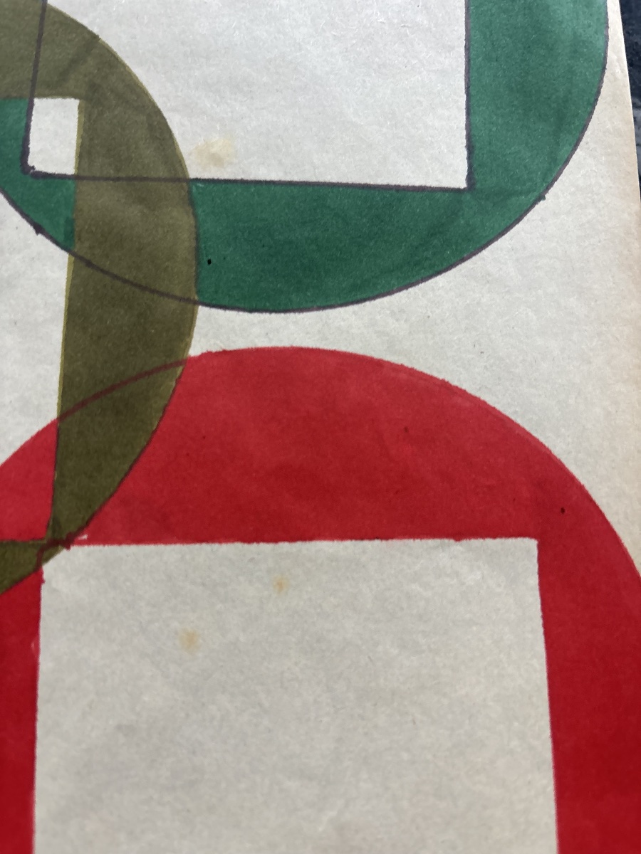 Gouache abstraite géométrique sur papier signée Franciska Clausen, 1926-photo-2