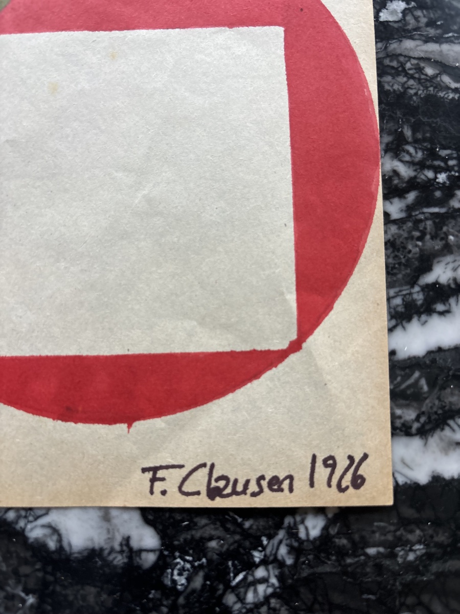 Gouache abstraite géométrique sur papier signée Franciska Clausen, 1926-photo-3