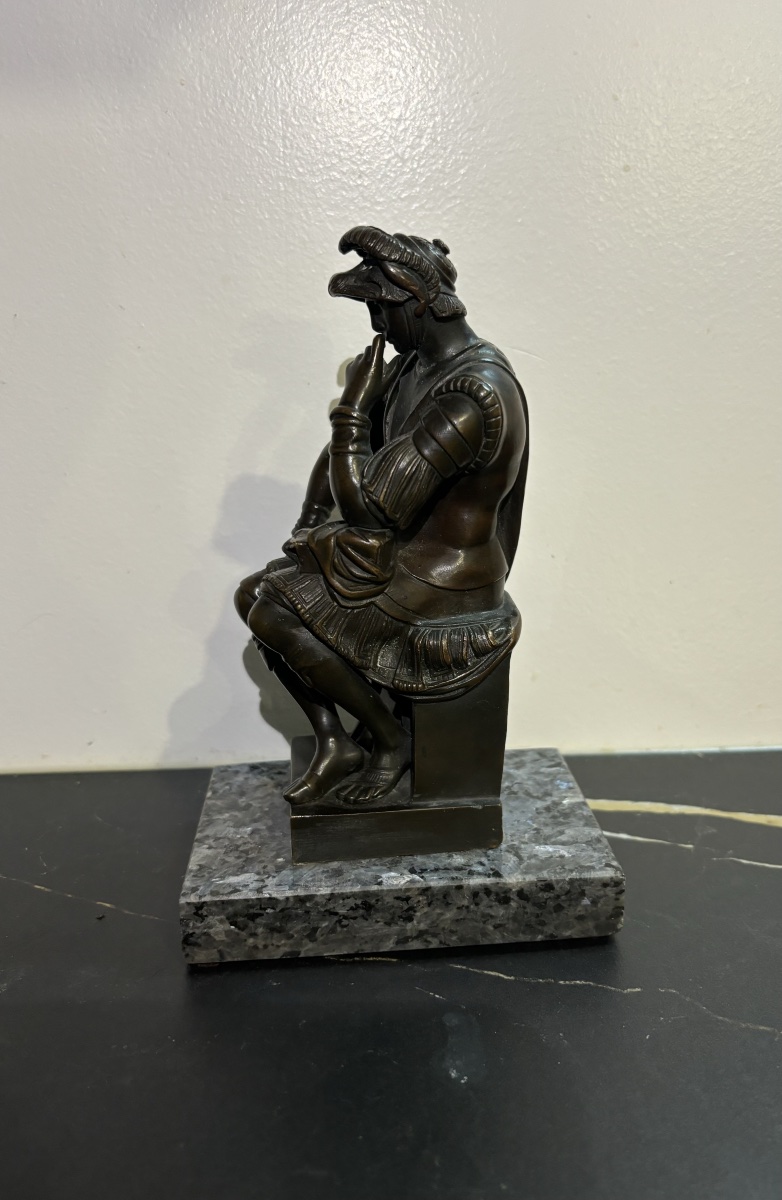 "Le penseur" en bronze à patine brune signée Ron Liod Sauvage-photo-2