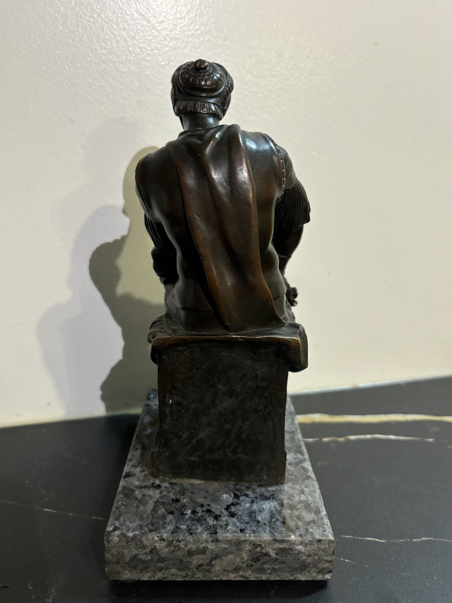 "Le penseur" en bronze à patine brune signée Ron Liod Sauvage-photo-4