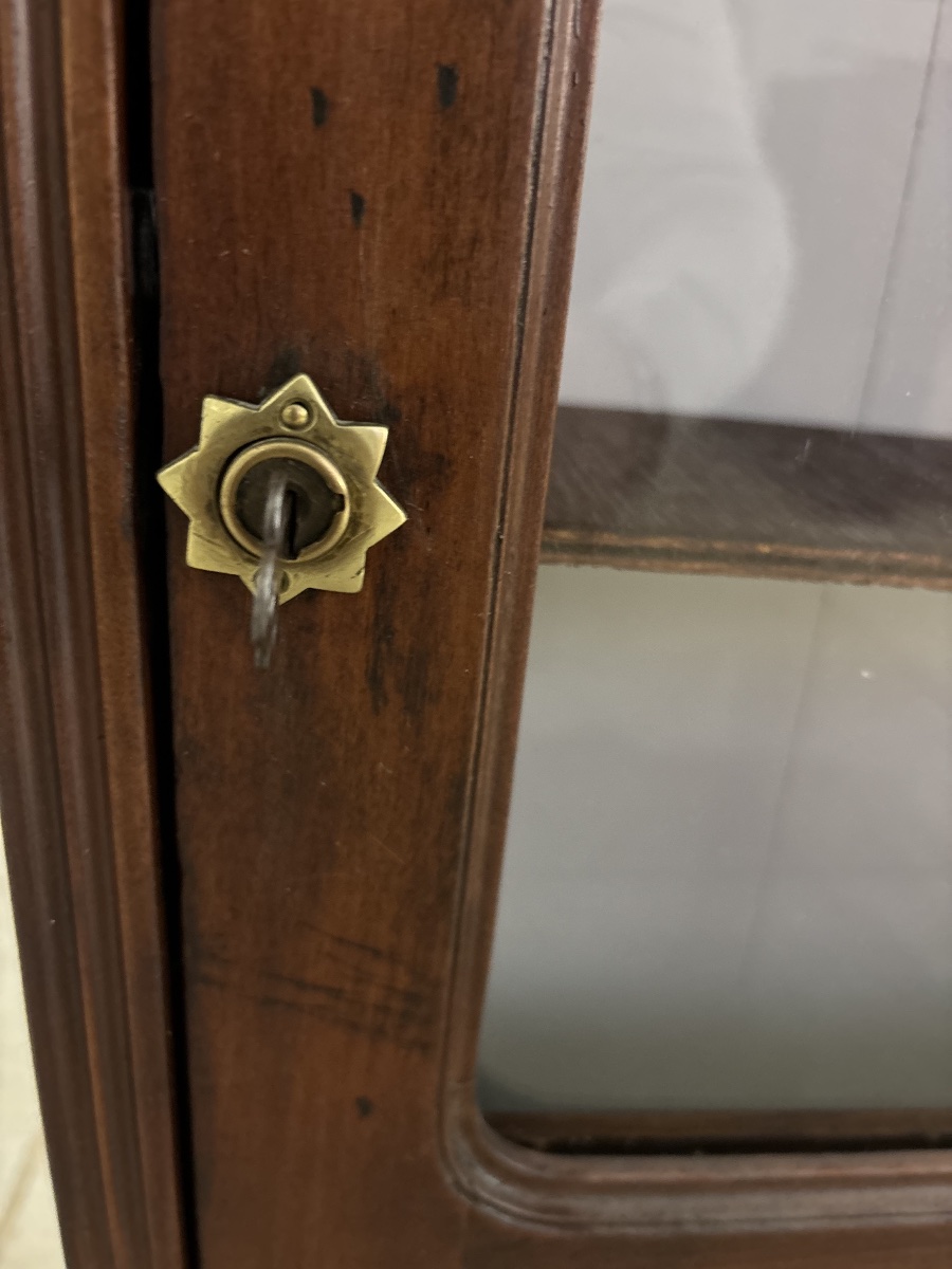 Small Antique Mahogany Wall Display Cabinet – Napoleon III Style-photo-2